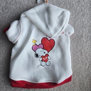 Peanuts White and Red Dog Hoodie with Cartoon Print